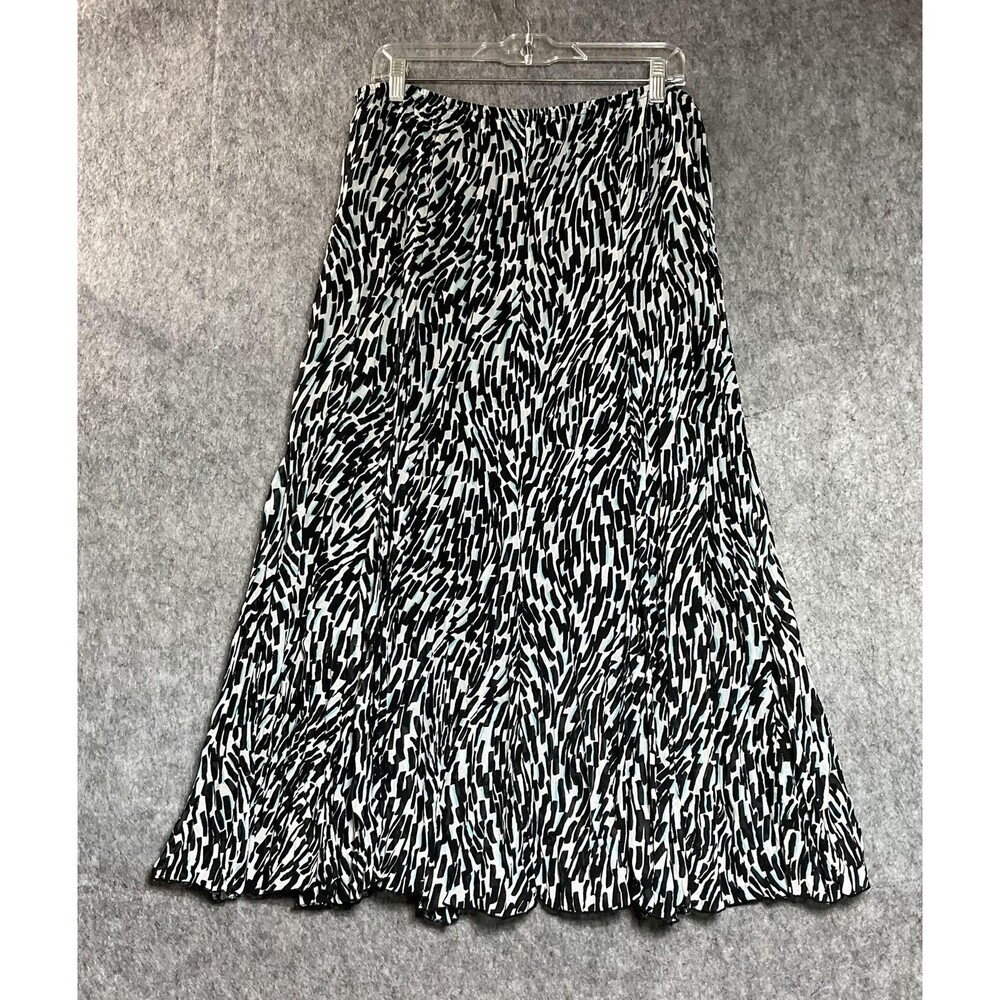 RAFAEL Essential Skirt Womens Large Black Geometric Pull On Maxi Long Chiffon *